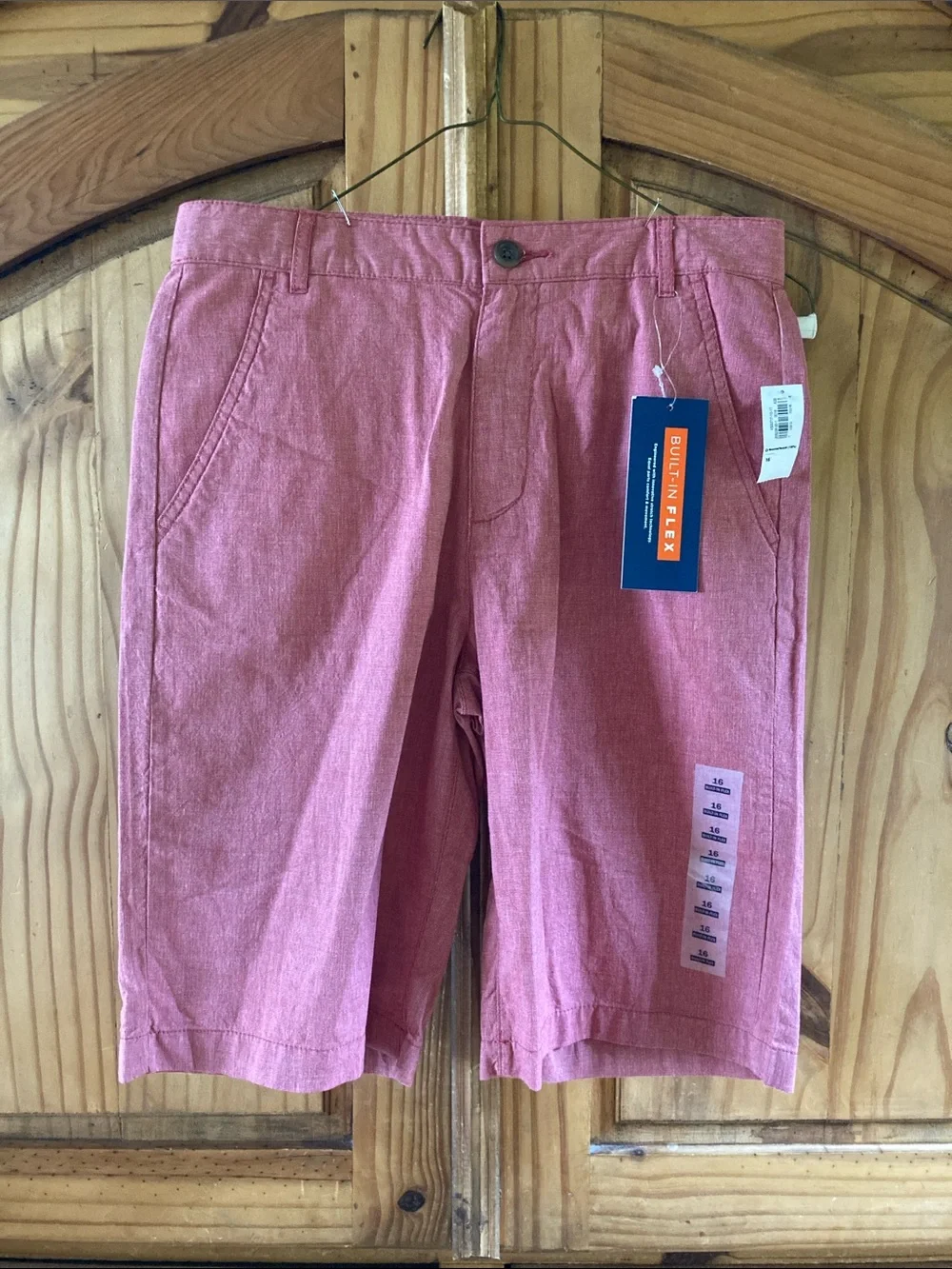 Boys Old Navy Flex red tiny checks chino shorts size 16 - NWT